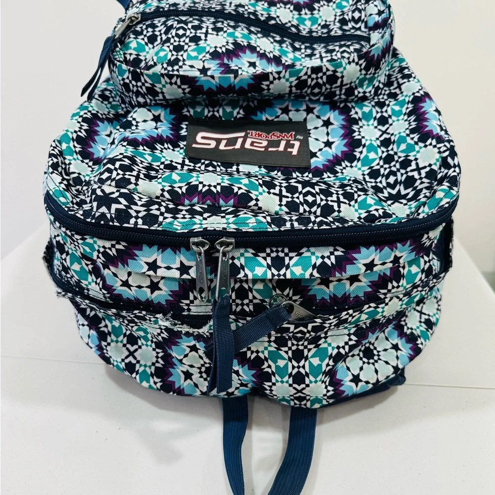 Trans By Jansport Supermax Laptop Backpack Bag,‎ Blue, Purple, Aqua, Pattern